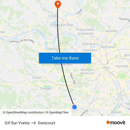 Gif-Sur-Yvette to Genicourt map