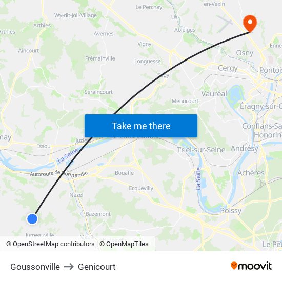 Goussonville to Genicourt map