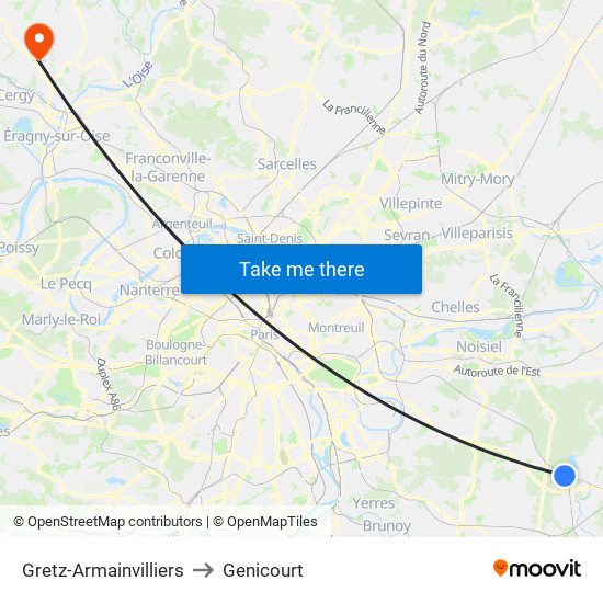 Gretz-Armainvilliers to Genicourt map