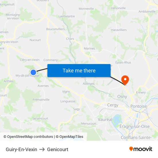 Guiry-En-Vexin to Genicourt map