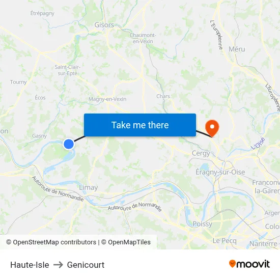 Haute-Isle to Genicourt map