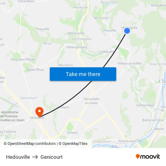 Hedouville to Genicourt map