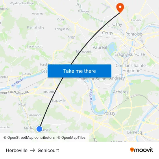 Herbeville to Genicourt map