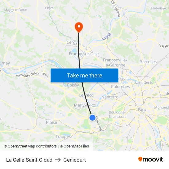 La Celle-Saint-Cloud to Genicourt map