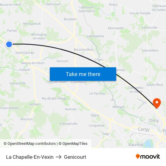 La Chapelle-En-Vexin to Genicourt map