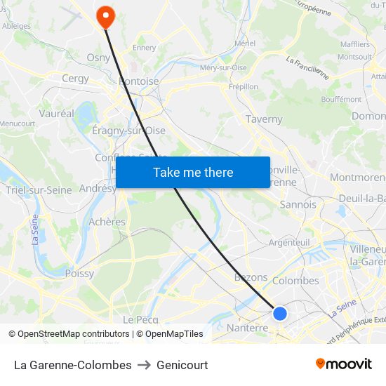 La Garenne-Colombes to Genicourt map
