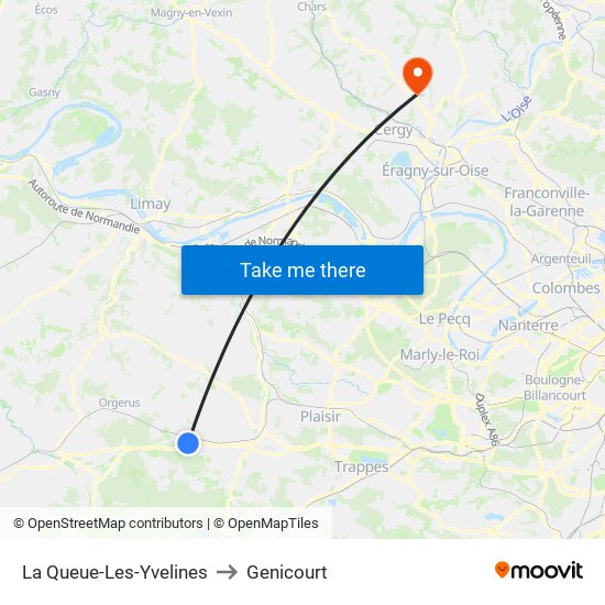 La Queue-Les-Yvelines to Genicourt map