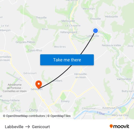 Labbeville to Genicourt map