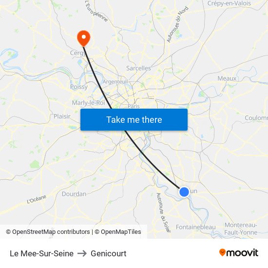 Le Mee-Sur-Seine to Genicourt map