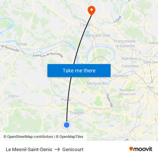 Le Mesnil-Saint-Denis to Genicourt map