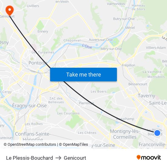 Le Plessis-Bouchard to Genicourt map