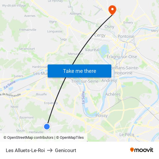 Les Alluets-Le-Roi to Genicourt map
