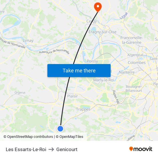 Les Essarts-Le-Roi to Genicourt map