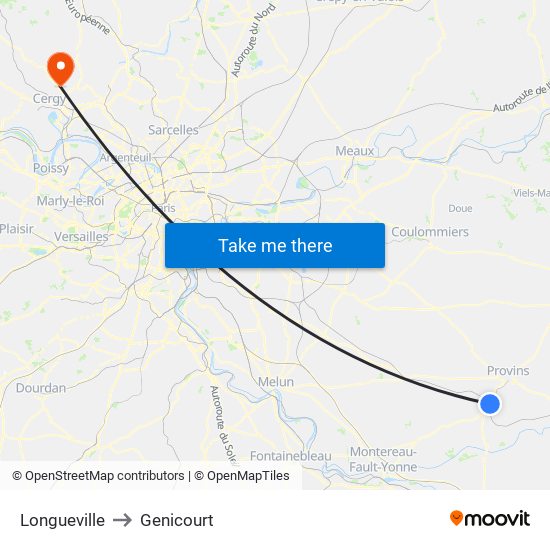 Longueville to Genicourt map