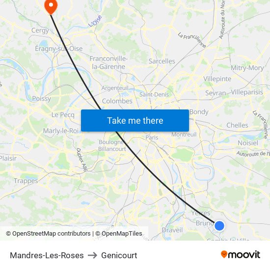 Mandres-Les-Roses to Genicourt map