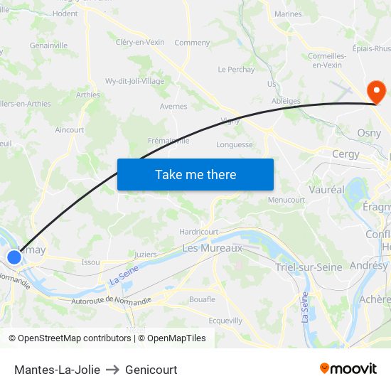 Mantes-La-Jolie to Genicourt map