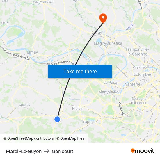Mareil-Le-Guyon to Genicourt map