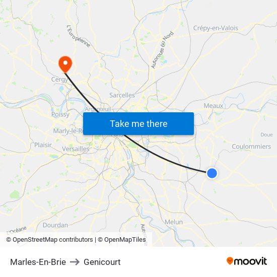 Marles-En-Brie to Genicourt map