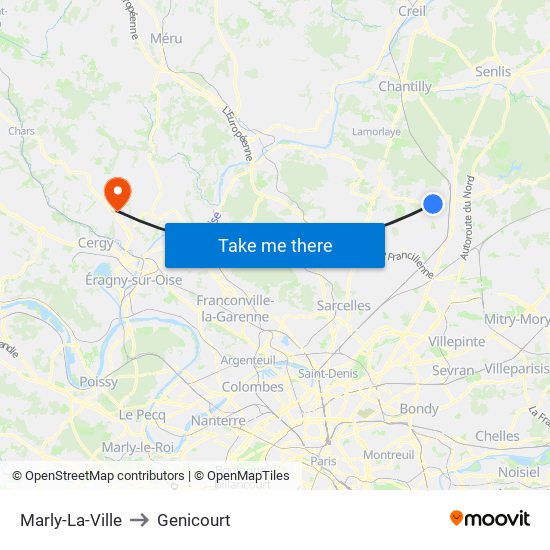 Marly-La-Ville to Genicourt map