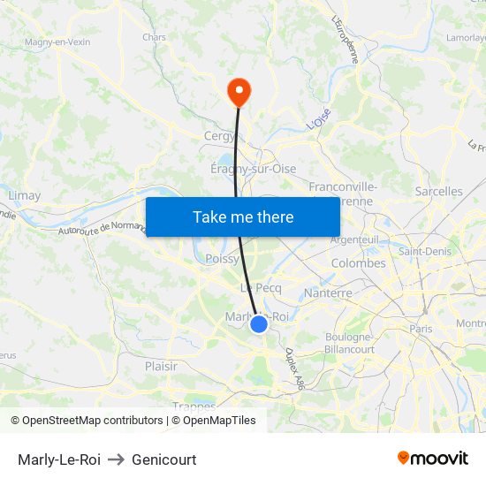 Marly-Le-Roi to Genicourt map