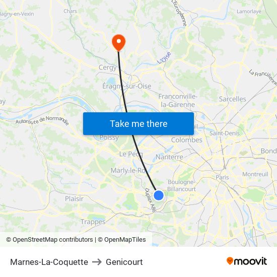 Marnes-La-Coquette to Genicourt map