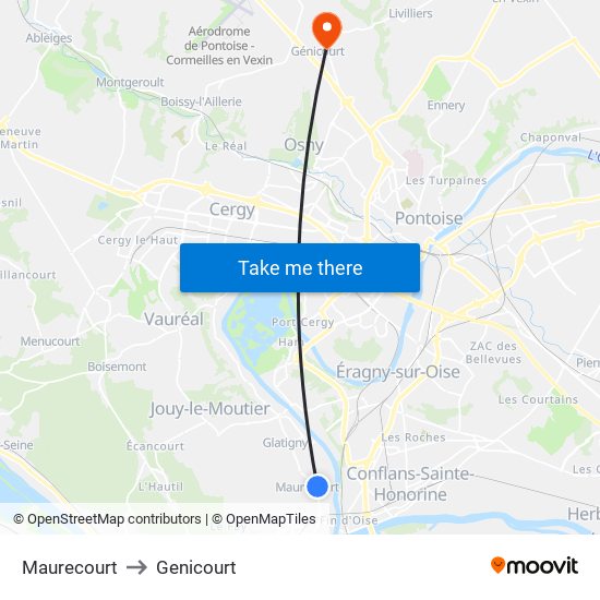 Maurecourt to Genicourt map