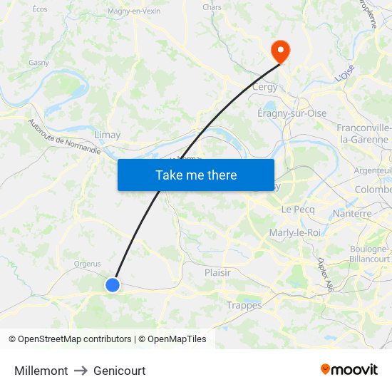 Millemont to Genicourt map