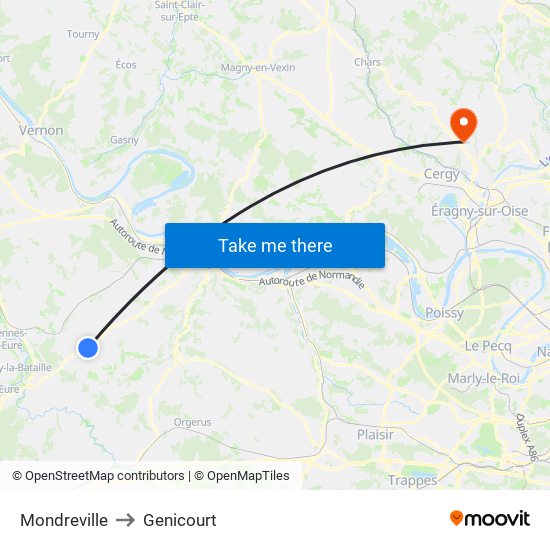 Mondreville to Genicourt map