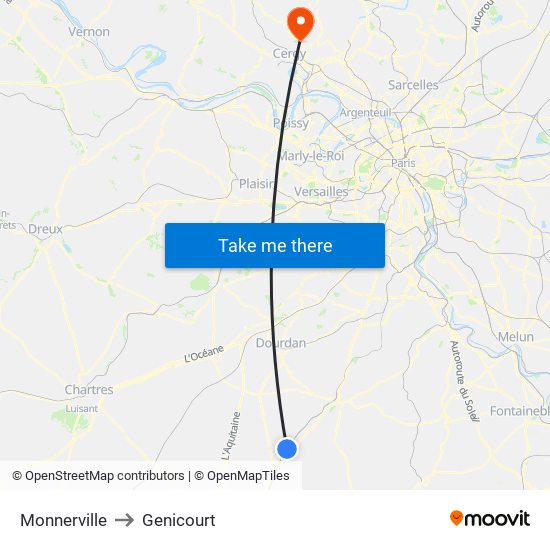 Monnerville to Genicourt map