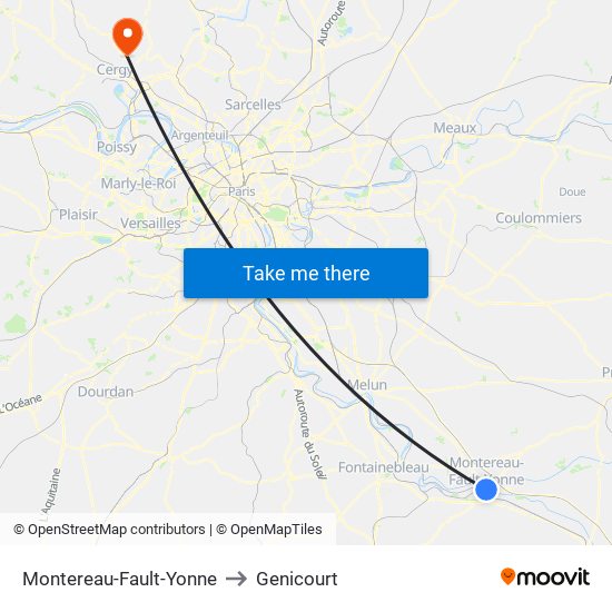 Montereau-Fault-Yonne to Genicourt map