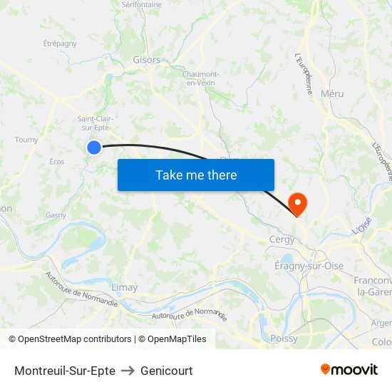 Montreuil-Sur-Epte to Genicourt map