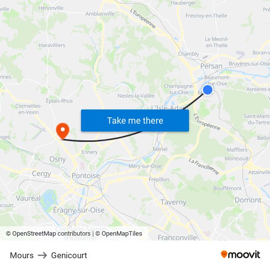 Mours to Genicourt map