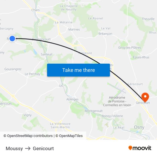 Moussy to Genicourt map