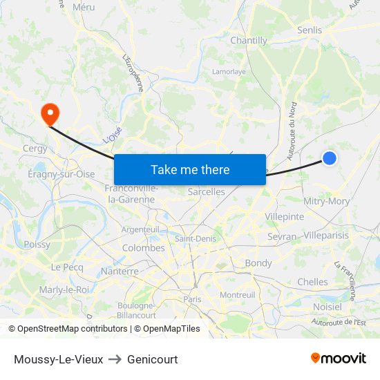 Moussy-Le-Vieux to Genicourt map