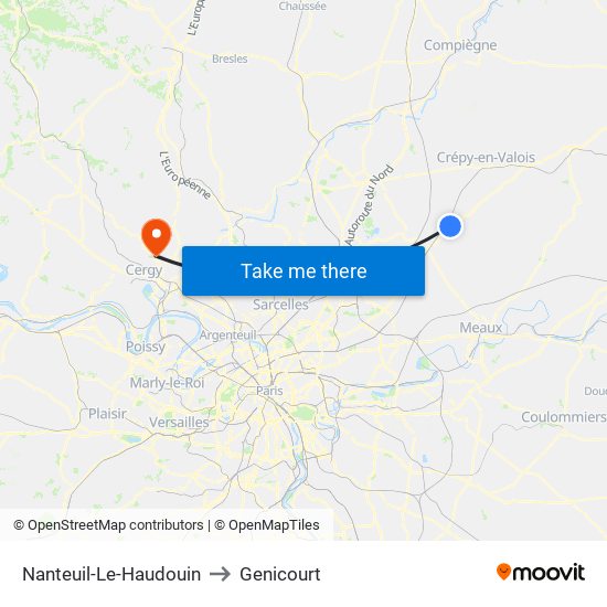 Nanteuil-Le-Haudouin to Genicourt map