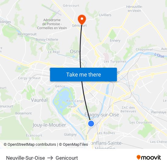 Neuville-Sur-Oise to Genicourt map