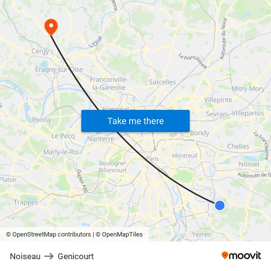 Noiseau to Genicourt map
