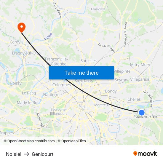 Noisiel to Genicourt map