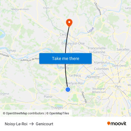 Noisy-Le-Roi to Genicourt map
