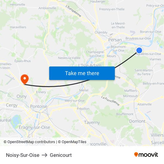 Noisy-Sur-Oise to Genicourt map