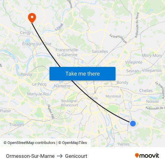 Ormesson-Sur-Marne to Genicourt map