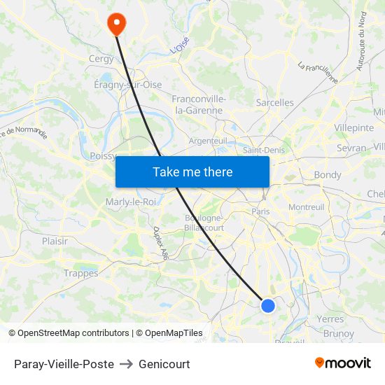 Paray-Vieille-Poste to Genicourt map