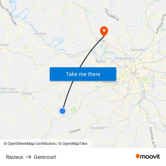 Raizeux to Genicourt map