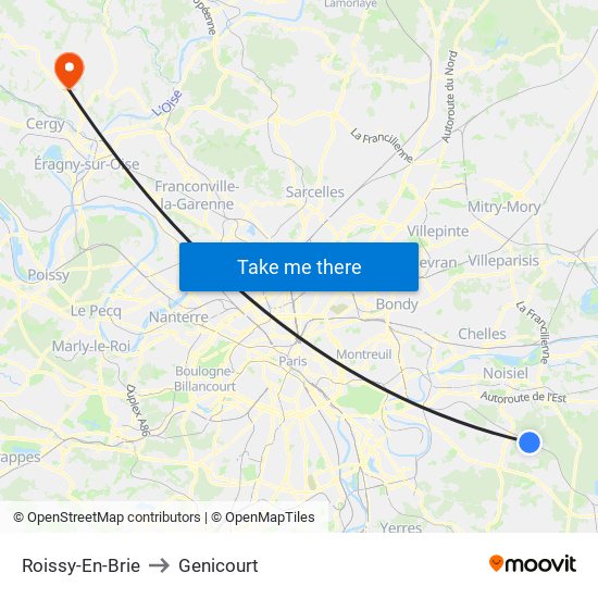 Roissy-En-Brie to Genicourt map