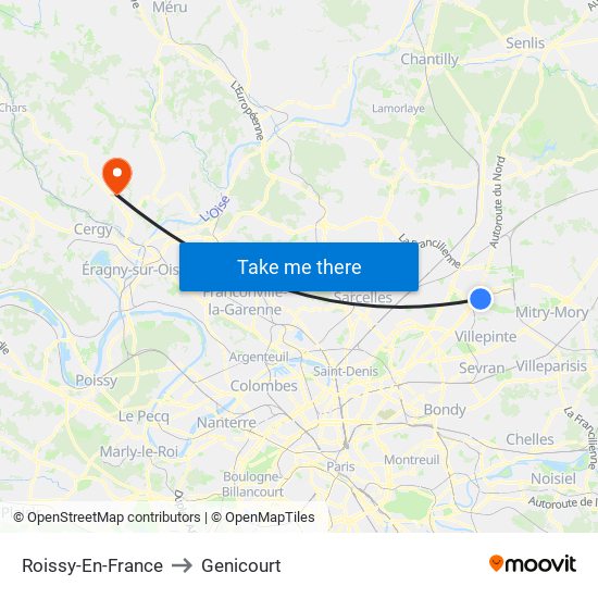 Roissy-En-France to Genicourt map