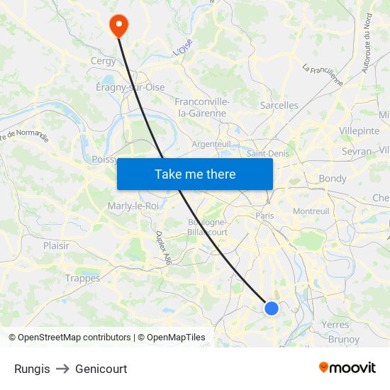 Rungis to Genicourt map