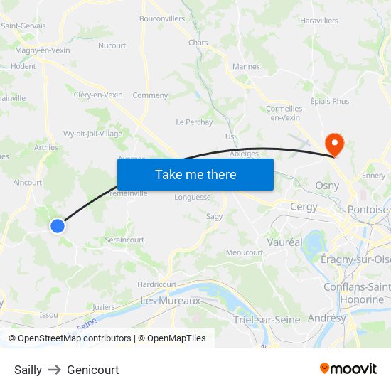 Sailly to Genicourt map