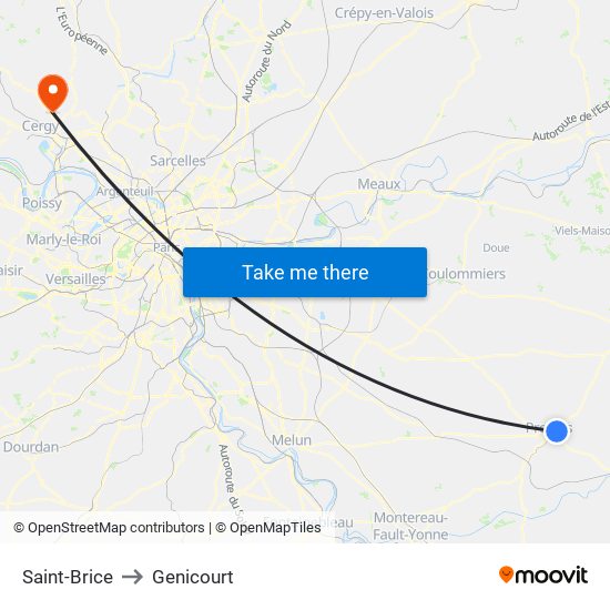 Saint-Brice to Genicourt map
