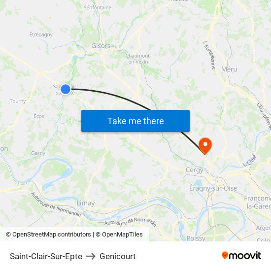 Saint-Clair-Sur-Epte to Genicourt map