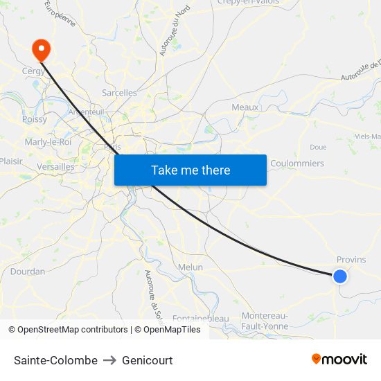 Sainte-Colombe to Genicourt map